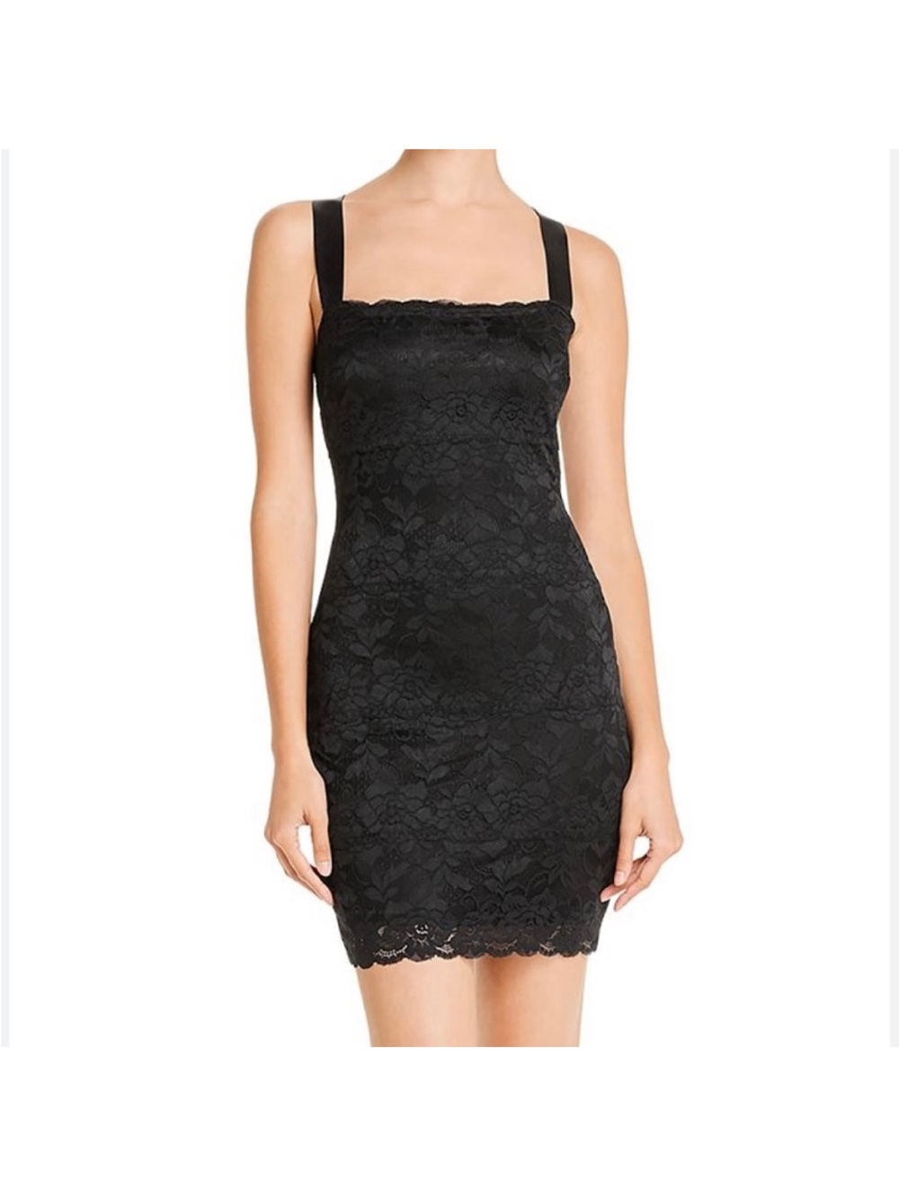 Guess Black Lace Slip Dress with Wide Straps